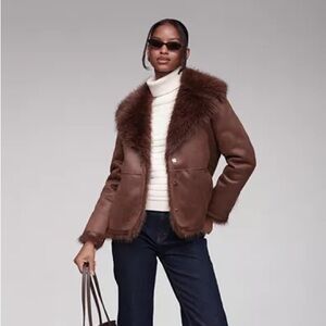 Bagatelle Brown Teddy Jacket with Fur Trim